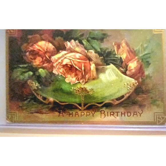 Lot Of Four Vintage Antique Embossed Postcards Flowers - Picture 4 of 9